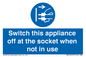 MV10455: Switch this appliance off at the socket when not in use