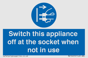 MV10455: Switch this appliance off at the socket when not in use