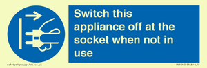 MV10455: Switch this appliance off at the socket when not in use