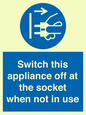 MV10455: Switch this appliance off at the socket when not in use
