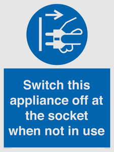 MV10455: Switch this appliance off at the socket when not in use