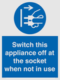 MV10455: Switch this appliance off at the socket when not in use