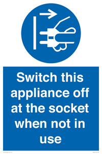 MV10455: Switch this appliance off at the socket when not in use