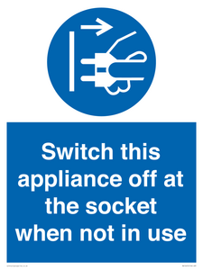 MV10455: Switch this appliance off at the socket when not in use
