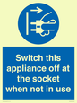 MV10455: Switch this appliance off at the socket when not in use