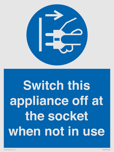 MV10455: Switch this appliance off at the socket when not in use