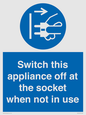 MV10455: Switch this appliance off at the socket when not in use