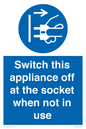 MV10455: Switch this appliance off at the socket when not in use