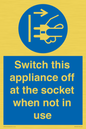 MV10455: Switch this appliance off at the socket when not in use