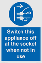 MV10455: Switch this appliance off at the socket when not in use