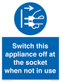 MV10455: Switch this appliance off at the socket when not in use