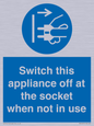 MV10455: Switch this appliance off at the socket when not in use