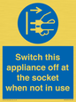 MV10455: Switch this appliance off at the socket when not in use