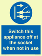 MV10455: Switch this appliance off at the socket when not in use