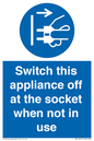 MV10455: Switch this appliance off at the socket when not in use
