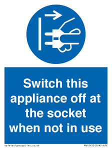 MV10455: Switch this appliance off at the socket when not in use