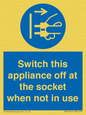 MV10455: Switch this appliance off at the socket when not in use