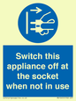 MV10455: Switch this appliance off at the socket when not in use
