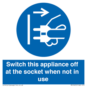 MV10455: Switch this appliance off at the socket when not in use