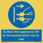 MV10455: Switch this appliance off at the socket when not in use