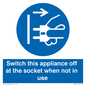MV10455: Switch this appliance off at the socket when not in use