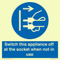 MV10455: Switch this appliance off at the socket when not in use