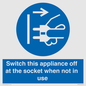 MV10455: Switch this appliance off at the socket when not in use