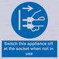 MV10455: Switch this appliance off at the socket when not in use