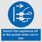 MV10455: Switch this appliance off at the socket when not in use