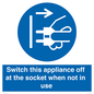 MV10455: Switch this appliance off at the socket when not in use