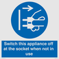 MV10455: Switch this appliance off at the socket when not in use