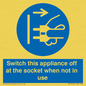 MV10455: Switch this appliance off at the socket when not in use