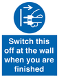 MV10457: Switch this off at the wall when you are finished