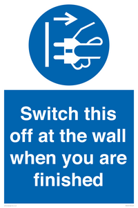 MV10457: Switch this off at the wall when you are finished