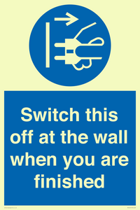 MV10457: Switch this off at the wall when you are finished