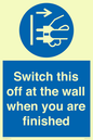 MV10457: Switch this off at the wall when you are finished