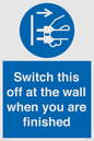 MV10457: Switch this off at the wall when you are finished