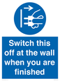 MV10457: Switch this off at the wall when you are finished