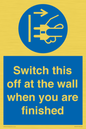 MV10457: Switch this off at the wall when you are finished