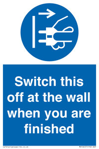 MV10457: Switch this off at the wall when you are finished