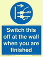 MV10457: Switch this off at the wall when you are finished