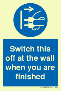 MV10457: Switch this off at the wall when you are finished