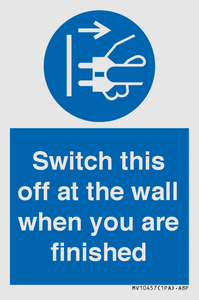 MV10457: Switch this off at the wall when you are finished