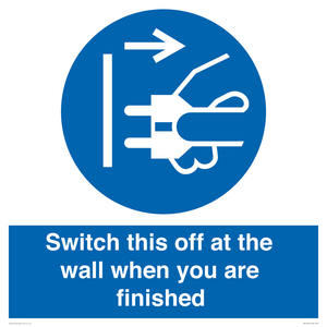MV10457: Switch this off at the wall when you are finished