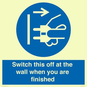 MV10457: Switch this off at the wall when you are finished