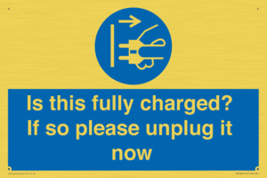 MV10461: Is this fully charged? If so please unplug it now