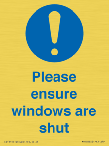 MV10488: Please ensure windows are shut
