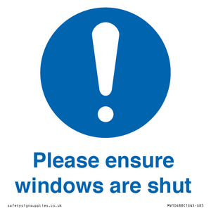 MV10488: Please ensure windows are shut