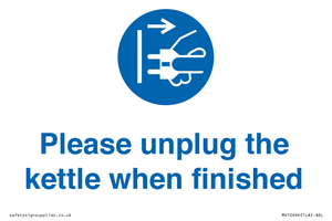 MV10496: Please unplug the kettle when finished