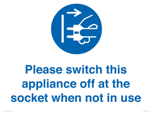 MV10498: Please switch this appliance off at the socket when not in use